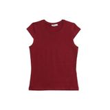 Tudors Kadın Slim Fit Dar Kesim Pamuklu Likralı Bisiklet Yaka Ay Kol Bordo Tişört, XL