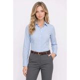 Tudors Kadın Slim Fit Dar Kesim Pamuklu Uzun Kollu Çizgili Mavi Kadın Gömlek - 2XL
