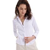 Tudors Kadın Slim Fit Dar Kesim Pensli Vucüda Oturan Uzun Manşet Beyaz Gömlek - XL