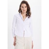 Tudors Kadın Slim Fit Dar Kesim Pensli Vucüda Oturan Uzun Manşet Beyaz Gömlek - XS