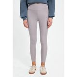 Tudors Kadın Slim Fit Dar Kesim Scuba Kumaş Beli Lastikli Gri Tayt - 2XL