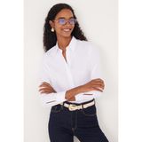 Tudors Kadın Slim Fit Dar Kesim Uzun Kollu Pamuklu Vücuda Oturan Dokulu Beyaz Basic Gömlek - 2XL
