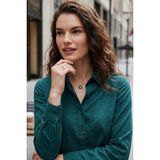 Tudors Kadın Slim Fit Dar Kesim Uzun Kollu Pamuklu Vücuda Oturan Dokulu Yeşil Basic Gömlek - 2XL