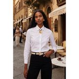 Tudors Kadın Slim Fit Dar Kesim Vücuda Oturan Uzun Kollu Beyaz Basic Gömlek - 2XL