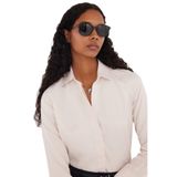 Tudors Kadın Slim Fit Dar Kesim Vucüda Oturan Uzun Kollu Gizli Düğme Detaylı Basic Gömlek,Taş Xl