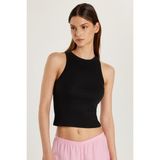 Tudors Kadın Slim Fit Halter Yaka Modal Kumaş Siyah Body Atlet