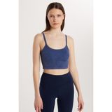 Tudors Kadın Slim Fit Kare Yaka Düz Basic Indigo Crop Atlet - İndigo