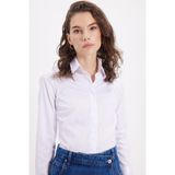 Tudors Kadın Slim Fit Non-Iron Pamuklu Vücuda Oturan Ütü Gerektirmez Pensli Beyaz Gömlek - XL