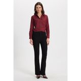 Tudors Kadın Slim Fit Uzun Kollu Pamuklu Bordo Gömlek