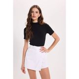 Tudors Kadın Standart Fit Kısa Kollu Yarım Balıkçı Yaka Siyah Bluz - XL - Lacivert