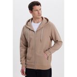 TUDORS Kapüşonlu Fermuarlı Cepli Sweatshirt, XXL, SW250033, Kahverengi, erkek