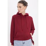 TUDORS Kapüşonlu Kanguru Cepli Relax Fit Pamuklu Sweatshirt, M, SW250024-52, Bordo, kadın