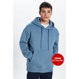 TUDORS Kapüşonlu Sweatshirt İçi Polarlı Pamuklu İndigo, M, SW240001-01, İndigo, erkek