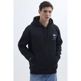 TUDORS Kapüşonlu Sweatshirt Oversize Geniş Kesim İçi Polarlı Baskılı, L, SW240012-7440, Siyah, erkek
