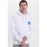 TUDORS Kapüşonlu Sweatshirt Oversize Geniş Kesim İçi Polarlı Baskılı, M, SW240012-7440, Beyaz, erkek