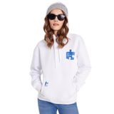TUDORS Kapüşonlu Sweatshirt Oversize Geniş Kesim İçi Polarlı Baskılı, M, SW250027, Beyaz, kadın