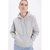 TUDORS Kapüşonlu Sweatshirt Oversize Geniş Kesim İçi Polarlı, L, SW250025-E04, Krem, kadın