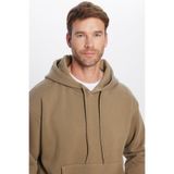 TUDORS Kapüşonlu Sweatshirt Oversize Geniş Kesim İçi Polarlı, M, SW240001-01, Haki, erkek