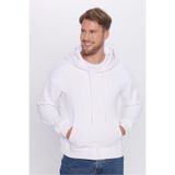 TUDORS Kapüşonlu Sweatshirt Oversize Geniş Kesim İçi Polarlı, S, SW240001-01, Beyaz, erkek