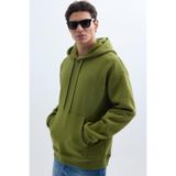 TUDORS Kapüşonlu Sweatshirt Oversize Geniş Kesim İçi Polarlı, S, SW240001-01, Yeşil, erkek
