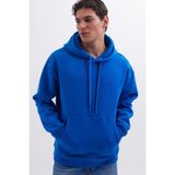 TUDORS Kapüşonlu Sweatshirt Oversize Geniş Kesim İçi Polarlı Saks Mavi, S, SW240001-01, Saks Mavi, erkek