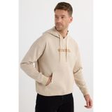 TUDORS Kapüşonlu Sweatshirt Oversize Geniş Kesim Pamuklu Baskılı, L, SW250010, Bej, erkek