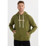 TUDORS Kapüşonlu Sweatshirt Oversize Geniş Kesim Pamuklu Baskılı, XL, SW250010, Yeşil, erkek