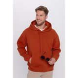TUDORS Kapüşonlu Sweatshirt Oversize Geniş Kesim Pamuklu Yumuşak Dokulu, S, SW240001-01, Kiremit, erkek