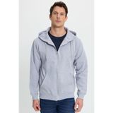 TUDORS Kapüşonlu Sweatshirt Relax Fit Pamuklu İçi Polarlı Çift Cepli Tam Fermuarlı, L, SW250033, Gri, erkek