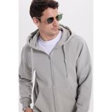 TUDORS Kapüşonlu Sweatshirt Relax Fit Pamuklu İçi Polarlı Çift Cepli Tam Fermuarlı, M, SW250033, Taş, erkek