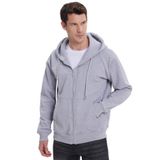 TUDORS Kapüşonlu Sweatshirt Relax Fit Pamuklu Tam Fermuarlı Kanguru Cepli, L, SW250036, Gri, erkek
