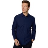 Tudors Klasik Fit Uzun Kollu Pamuklu Kolay Ütü Düz Lacivert Erkek Gömlek - XL
