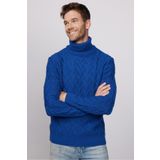 Tudors KZ240005-LC3 Slim Fit Dar Kesim Tam Balıkçı Yaka Desenli Lacivert Erkek Triko Kazak
