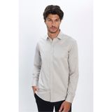 TUDORS Modern Fit Dar Kesim Pamuklu Düz Saten Gömlek, M, MD210001-159, Gri, Erkek