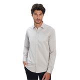 TUDORS Modern Fit Dar Kesim Pamuklu Düz Saten Gömlek, S, MD210001-159, Gri, Erkek
