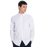 TUDORS Modern Fit Dar Kesim Pamuklu Kolay Ütü Armürlü Gömlek, L, MD17002-300, Beyaz, Erkek