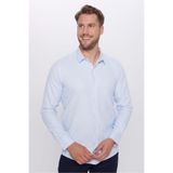 TUDORS Modern Fit Dar Kesim Pamuklu Kolay Ütü Armürlü Gömlek, L, MD220010-359, Mavi, Erkek
