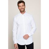 Tudors Modern Fit Uzun Kollu %100 Pamuk Armürlü Premium Erkek Beyaz Gömlek - XL