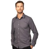 Tudors Modern Fit Uzun Kollu Armürlü Kravatlık Erkek Gri Gömlek - XL