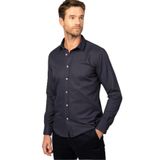 Tudors Modern Fit Uzun Kollu Armürlü Kravatlık Erkek Lacivert Gömlek - XL