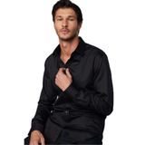 TUDORS Modern Fit Uzun Kollu%100 Pamuk Armürlü Premium Gömlek, M, MD220008-6001, Siyah, Erkek