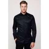 Tudors Modern Slim Fit Düz Saten Pamuklu Erkek Lacivert Gömlek - 2XL