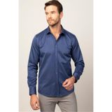 TUDORS Modern Slim Fit Düz Saten Pamuklu Gömlek, XL, MD210001-142, Lacivert, Erkek