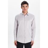 TUDORS Modern Slim Fit Düz Saten Pamuklu Gömlek, XXL, MD210001-142, Bej, Erkek