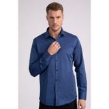 TUDORS Modern Slim Fit Düz Saten Pamuklu İndigo Gömlek, L, MD210001-172, İndigo, Erkek