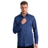 TUDORS Modern Slim Fit Düz Saten Pamuklu İndigo Gömlek, XL, MD210001-172, İndigo, Erkek
