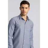 Tudors Modern Slim Fit Pamuklu Kolay Ütü Armürlü Erkek Gömlek - 2XL - Lacivert