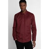 Tudors Modern Slim Fit Pamuklu Kolay Ütü Armürlü Erkek Gömlek - Bordo