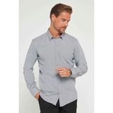 Tudors Modern Slim Fit Pamuklu Kolay Ütü Armürlü Erkek Gömlek - Gri