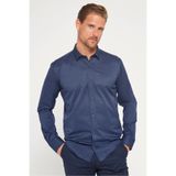 Tudors Modern Slim Fit Pamuklu Kolay Ütü Armürlü Erkek Gömlek, Lacivert, M Beden